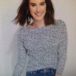 Vineyard Vines Navy and White Speckled Knit Top